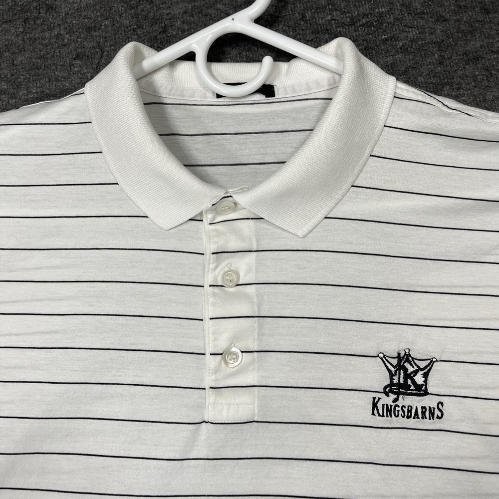 Marbas Polo Shirt Mens‎ XL White Black Striped Kingsbarns Golf Italy Cotton